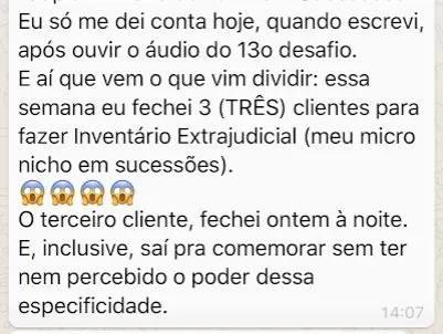 fechei três clientes de inventário extrajudicial, o meu micronicho